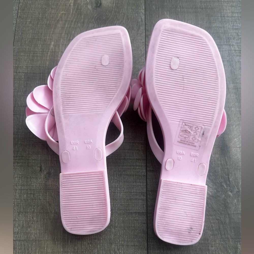 Jeffrey Campbell Fleuris Pink Flower Jelly Sandals Size 10 Barbiecore Y2K - Picture 7 of 13